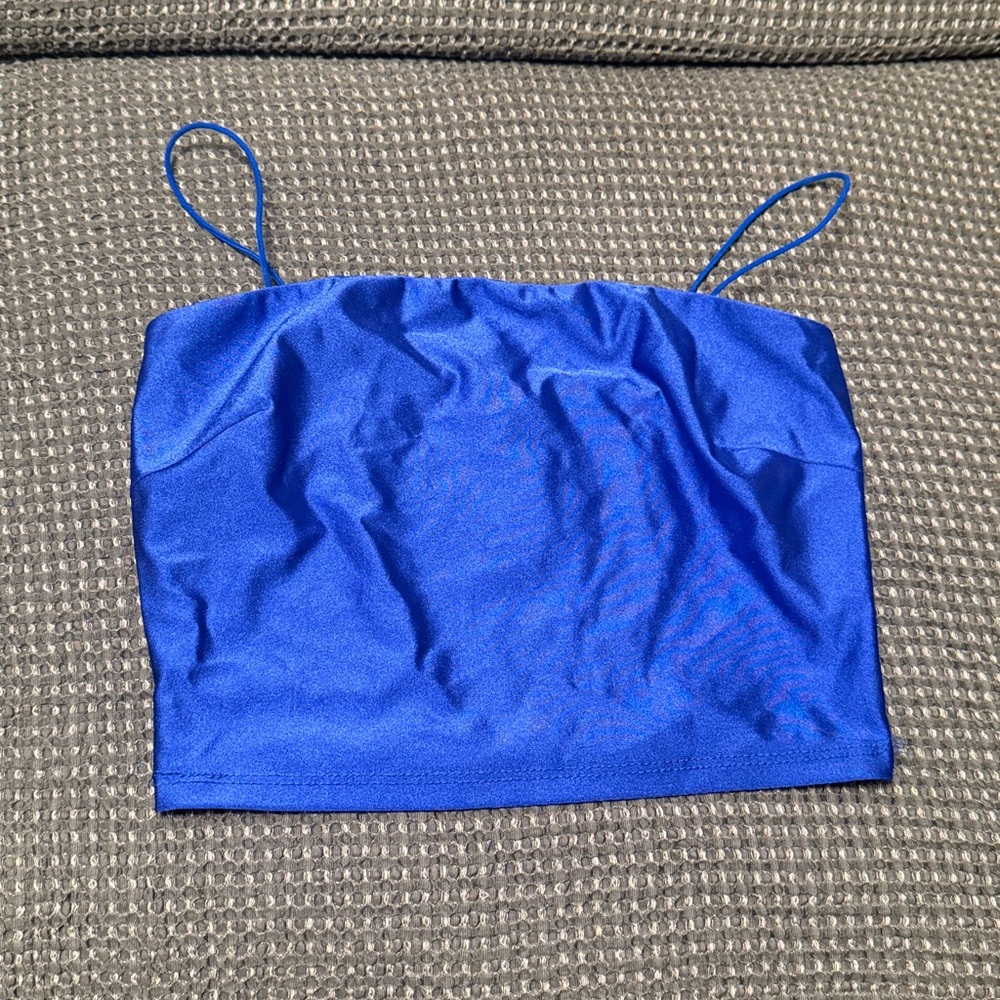 Olive Tree Blue Spaghetti Strap Top